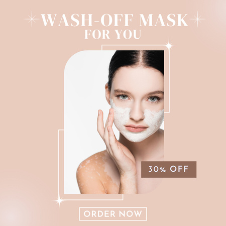 Wash-Off Mask for Skin Beauty Peach Instagram Design Template