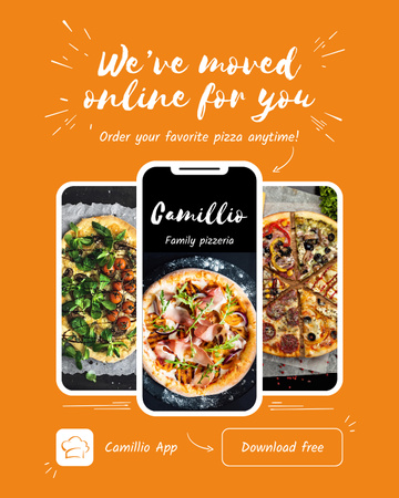 Plantilla de diseño de Oferta de pizza deliciosa en aplicación con eslogan Poster 16x20in 