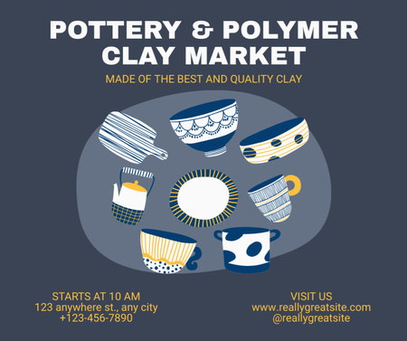 Modèle de visuel Vente de produits de poterie et d'argile polymère - Facebook