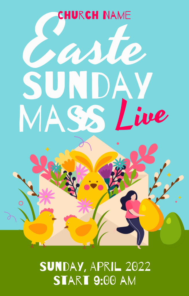 Announcement of Easter Sunday Mass Invitation 4.6x7.2in Tasarım Şablonu