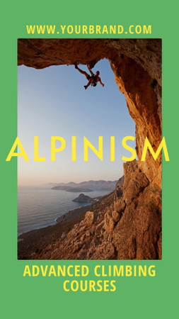 Designvorlage Anzeige für fortgeschrittene Kletter- und Alpinismuskurse in Gelb für TikTok Video