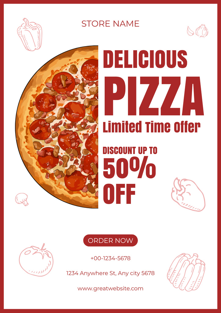 Ontwerpsjabloon van Poster van Limited Offer Pizza Discount