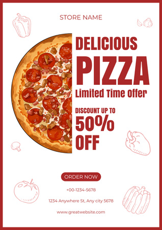 Limited Offer Pizza Discount Poster Design Template