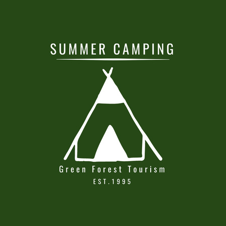 Template di design offerta turismo verde con tenda Logo