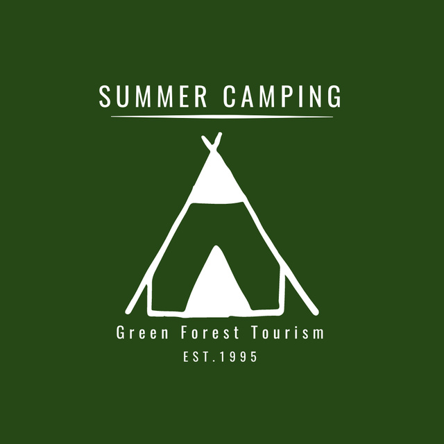 Green Tourism Offer with Tent Logo Πρότυπο σχεδίασης