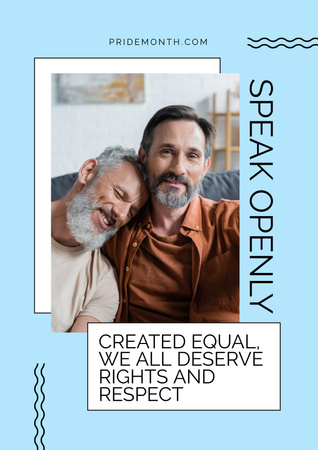 Designvorlage Reifes LGBT-Paar auf Blau für Poster
