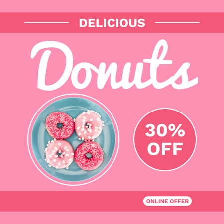 Ontwerpsjabloon van Instagram van Discount Offer on Delicious Donuts