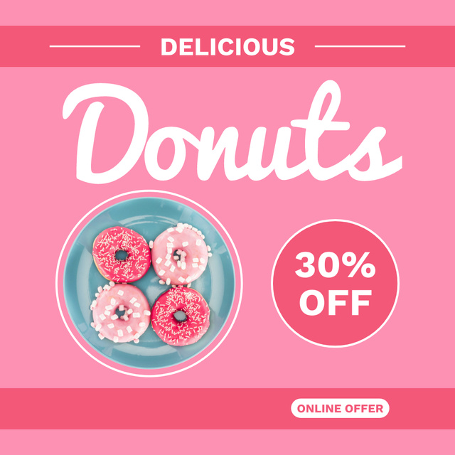 Designvorlage Discount Offer on Delicious Donuts für Instagram
