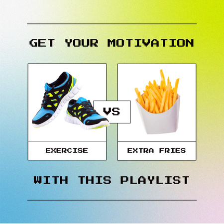 Music Playlist Promotion with Joke about Healthy Lifestyle Album Cover Design Template