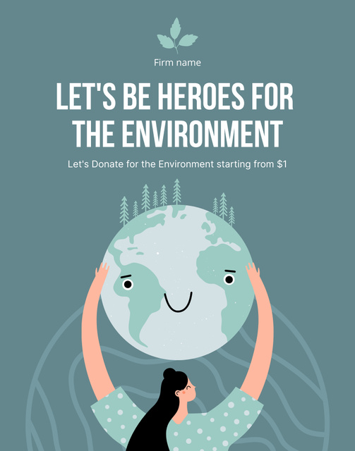 Charitable Donations to Save Nature with Illustration of Planet Poster 22x28in Design Template
