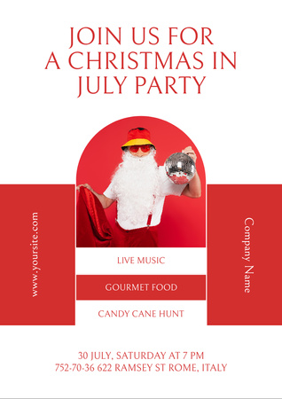Christmas Party in July with Merry Santa Claus Flyer A4 Design Template