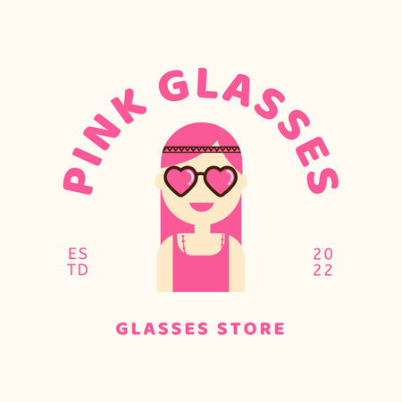 Advertisement for Optics Store with Girl in Sunglasses Logo Design Template