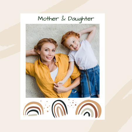 Mother's Day Greeting with Happy Mom with Daughter Instagram Design Template