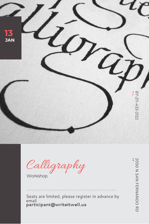 Plantilla de diseño de taller de caligrafía anuncio Pinterest 
