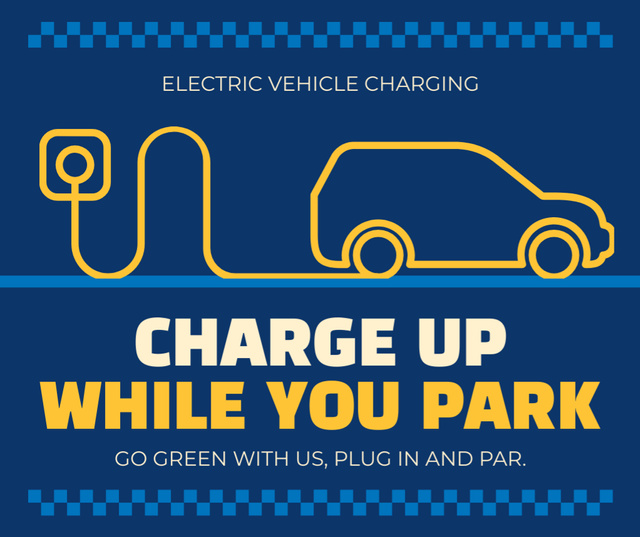 Ontwerpsjabloon van Facebook van Charge Your Car in Parking Lot