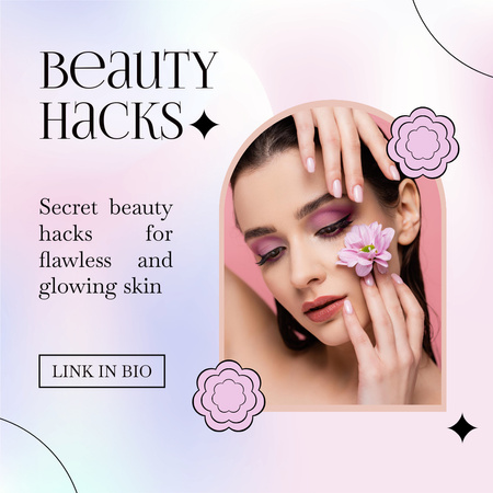 Beauty Hacks for Glowing Skin Instagram tervezősablon