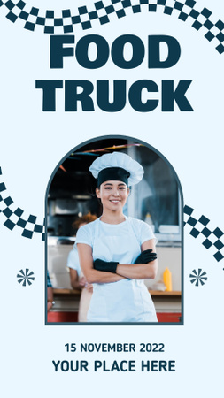 Woman Cook in Street Food Truck Instagram Story tervezősablon