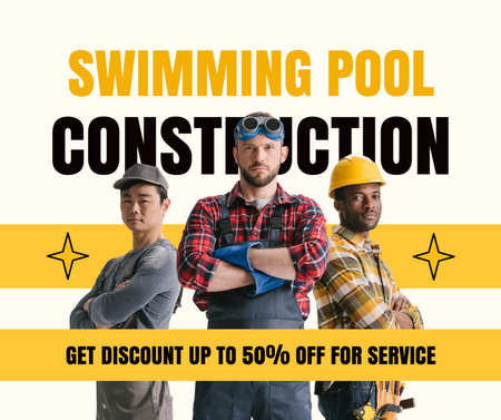 Szablon projektu Offer Discounts on Pool Construction Services from Professionals Facebook