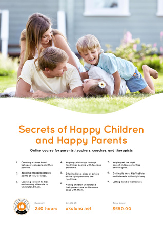 Platilla de diseño Parenthood Courses Ad Family with Daughter Poster