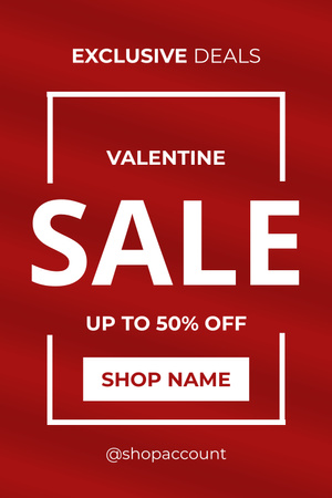 Ontwerpsjabloon van Pinterest van Valentijnsdag exclusieve verkoop op rood