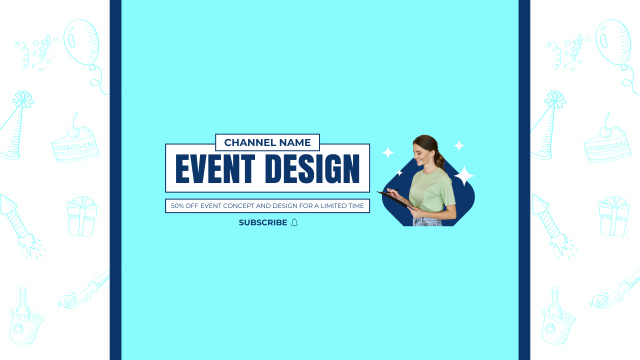 Event Design Service Ad with Businesswoman Youtube Design Template