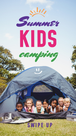 Exciting Summer Camp with Kids in Tent Instagram Story Design Template