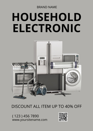 Household Electronics Discount Grey Flayer Design Template