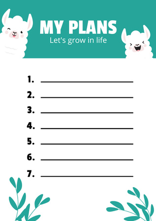 Daily Planner with Illustration of Happy Alpacas Schedule Planner Design Template
