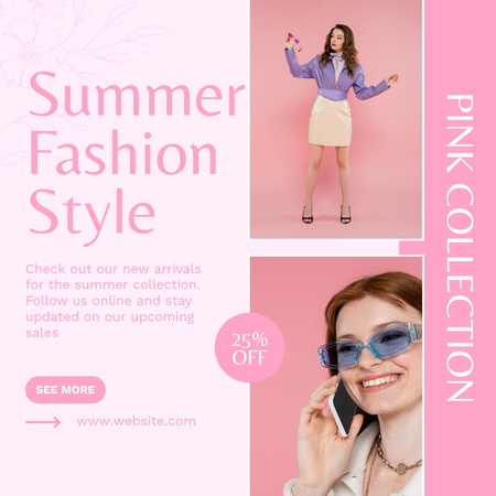 Pink Fashion Details Instagram Design Template