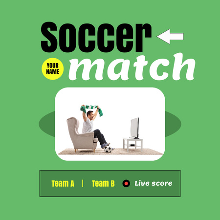 Designvorlage Fan beobachtet Fußballspiel für Instagram