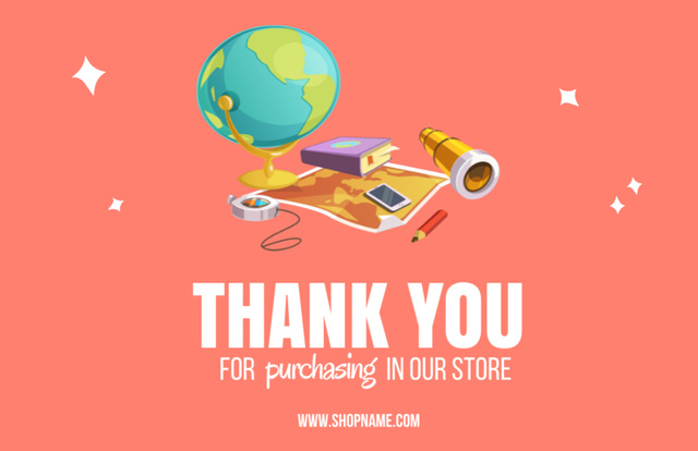 Back to School And Thank You For Purchase Thank You Card 5.5x8.5in Design Template