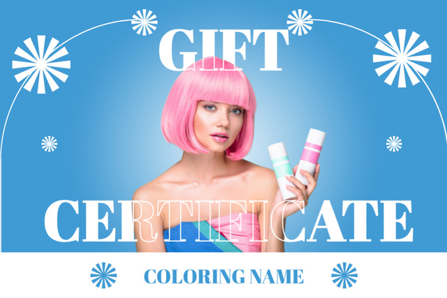 Beauty Salon Offer of Hair Coloring Services Gift Certificate Tasarım Şablonu
