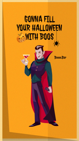 Halloween Celebration with Dracula holding Wine Instagram Story Design Template