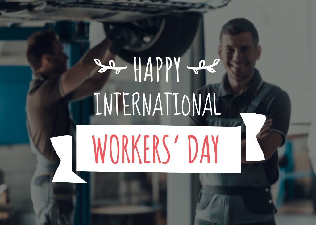 Happy International Workers Day Postcard Šablona návrhu
