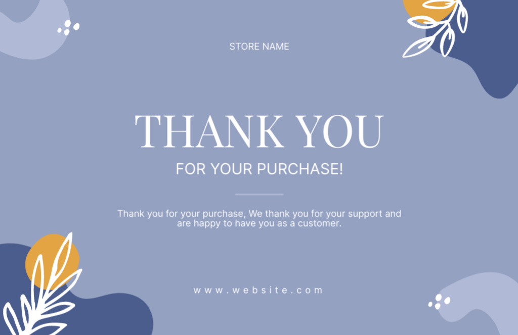 Gratitude For Your Purchase in Simple Blue Thank You Card 5.5x8.5in Šablona návrhu