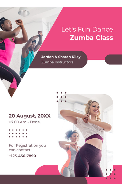 Ontwerpsjabloon van Pinterest van Cheerful People training on Zumba Class
