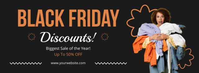 Szablon projektu Announcement of Black Friday Discounts Facebook cover
