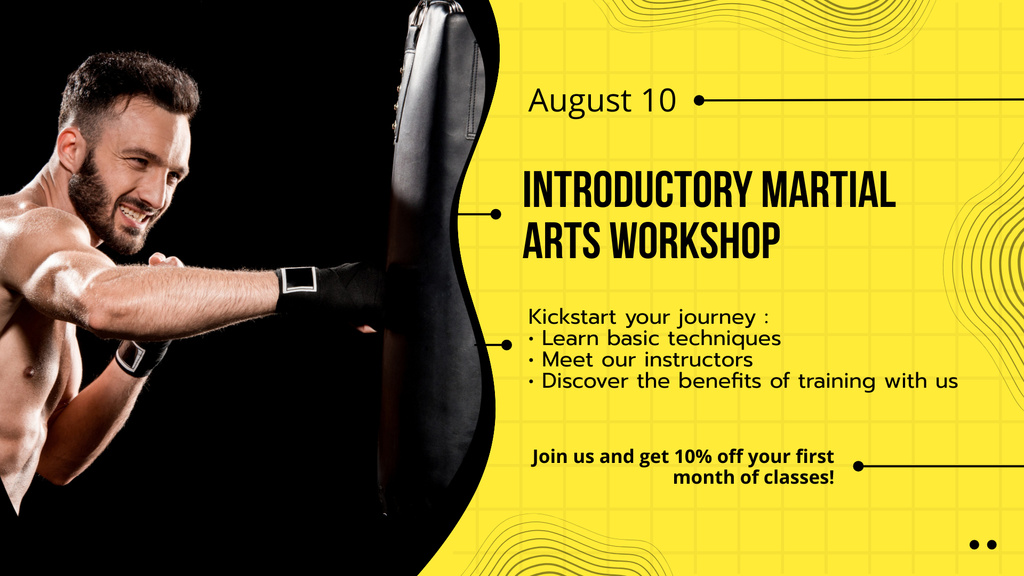 Discount On Introductory Martial Arts Workshop FB event cover – шаблон для дизайна