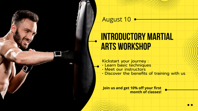Discount On Introductory Martial Arts Workshop FB event cover Design Template