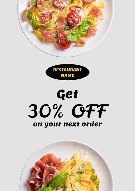 Discount Offer on Restaurant Dish Postcard A6 Vertical – шаблон для дизайна