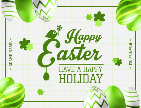 Ontwerpsjabloon van Thank You Card 5.5x4in Horizontal van Easter Holiday Greeting with Green Eggs