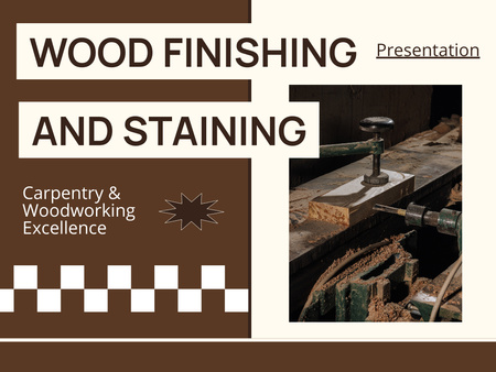 Oferta de serviços de acabamento e coloração de madeira em marrom Presentation Modelo de Design