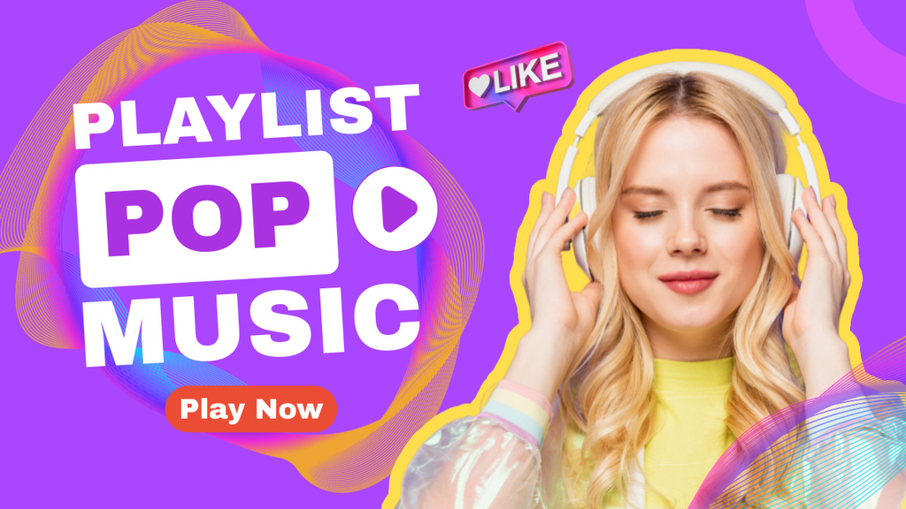 Pop Music Playlist As Social Media Trend Youtube Thumbnail – шаблон для дизайна