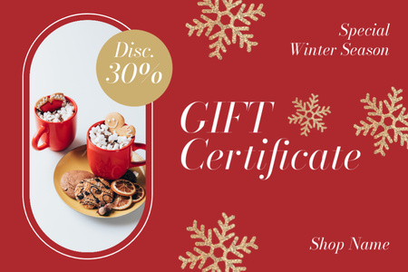 Ontwerpsjabloon van Gift Certificate van Winter Sale Speciale aanbieding op rood