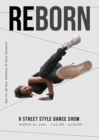 Exciting Street Dance Show Announcement Poster Design Template