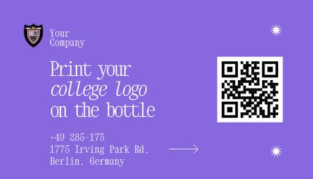 Ontwerpsjabloon van Business Card US van College-embleem afdrukken op roestvrijstalen fles