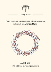 Easter Services Announcement with Floral Round Frame