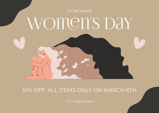Women's Day Greeting with Offer of Discount Card tervezősablon