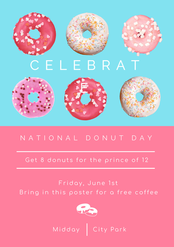 Designvorlage National Donut Day für Poster