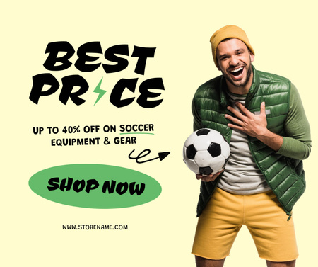 Platilla de diseño Soccer Equipment Ad Facebook